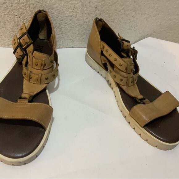 Roan By Bed Stu Ibis Studded Ankle Leather Platform Boho Sandals Shoes - Picture 3 of 10